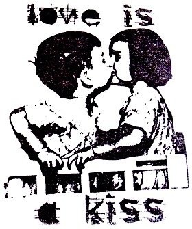 SALE GROTE Cling stempel Vintage Kids Love Is A Kiss van Stampinback - 1