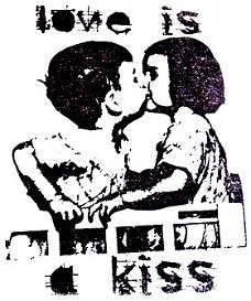 SALE GROTE Cling stempel Vintage Kids Love Is A Kiss van Stampinback