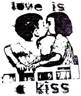 SALE GROTE Cling stempel Vintage Kids Love Is A Kiss van Stampinback. - 1