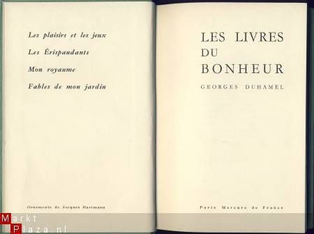 GEORGES DUHAMEL**LES LIVRES DU BONHEUR**MERCURE - 2