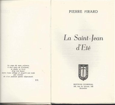 PIERRE PIRARD**LA SAINT-JEAN D'ETE.**SOFTCOVER DÜRENDAL** - 2