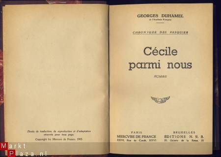 GEORGES DUHAMEL** CECILE PARMI NOUS **MERCURE DE FRANCE*1945 - 1