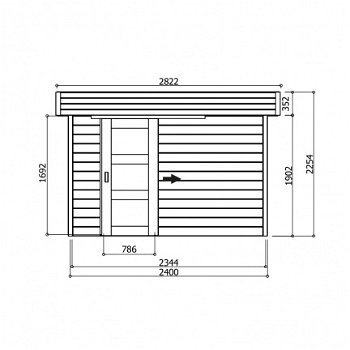 Tuinhuis-Blokhut bergen (S8214): 2400 x 2016mm - 2