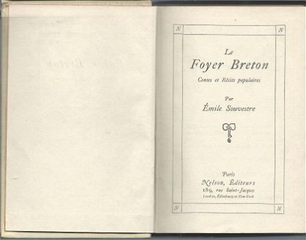 EMILE SOUVESTRE*LE FOYER BRETON*CONTES ET RECITS POPULAIRES* - 2