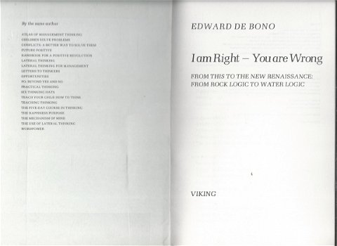 EDWARD DE BONO**I AM WRIGHT YOU ARE WRONG**HARDCOVER**PLASTIFIED** - 3