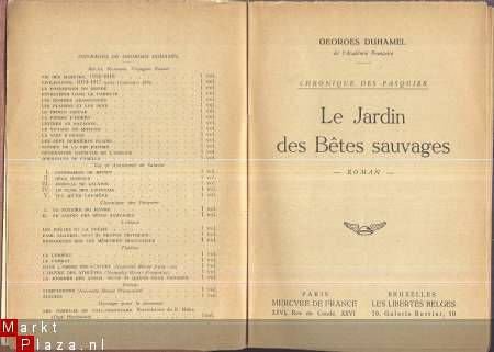 GEORGES DUHAMEL**LE JARDIN DES BETES SAUVAGES**MERCURE*1944* - 2