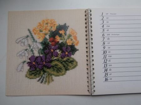 Cantecleer Kruissteek Agenda 1982 met twaalf bloemmotieven - Afbeelding 2
