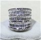 Zware ring mt 18 sterling zilver, bomvol zuivere kristalstenen die lijken op diamanten - 2 - Thumbnail