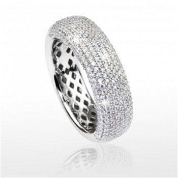 Zware ring mt 18 sterling zilver, bomvol zuivere kristalstenen die lijken op diamanten - 1