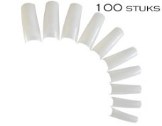 NATURAL nagel tips, kort opzetstuk,100 stuks