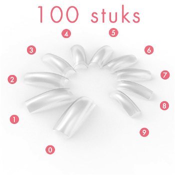 CLEAR nagel tips, kort opzetstuk, 100 stuks - 1