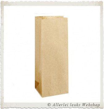 Papieren kraft zak bruin met blokbodem 24 x 10cm - 1