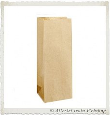 Papieren kraft zak bruin met blokbodem 24 x 10cm