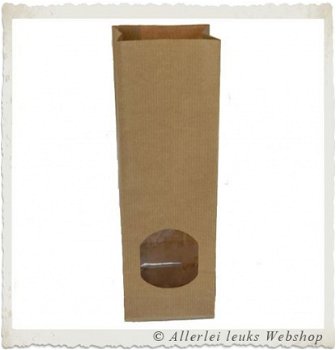 Papieren kraft zak bruin met blokbodem 24 x 10cm - 2