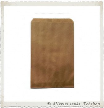 Papieren kraft zak bruin met blokbodem 24 x 10cm - 3