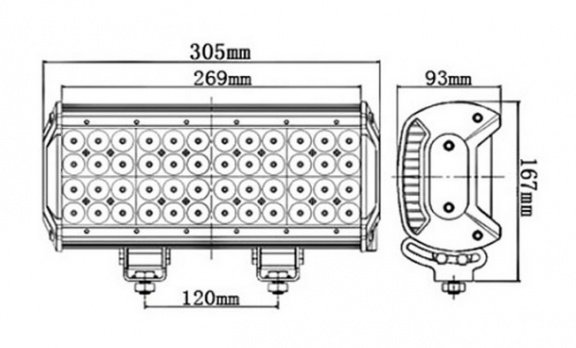 MUDLIGHT LED lightbar, verstraler, werklamp, 144 watt 144W. - 2