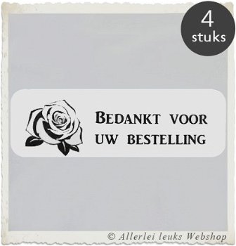 Stickers roze fuchsia bedankt voor uw bestelling 9x3cm (per 4 stuks) - 3