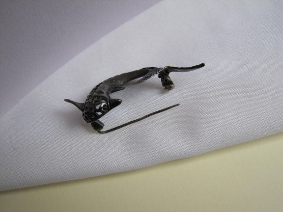 Zilveren broche antieke dolfijn 4.1x3.2 cm - Afbeelding 4