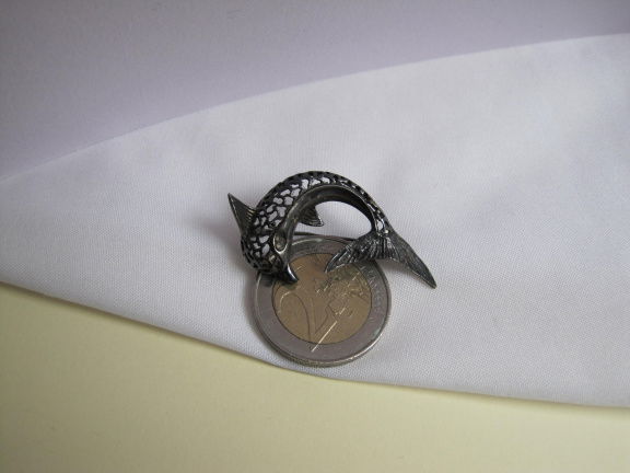 Zilveren broche antieke dolfijn 4.1x3.2 cm - Afbeelding 6