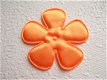 Grote effen satijnen bloem ~ 6,5 cm ~ Zacht oranje - 1 - Thumbnail