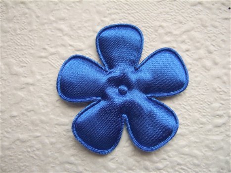 Effen satijnen bloem ~ 4,5 cm ~ Konings blauw - 1