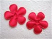 Effen satijnen bloem ~ 3,5 cm ~ Rood - 1 - Thumbnail