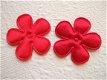 Effen satijnen bloem ~ 3,5 cm ~ Rood - 2 - Thumbnail