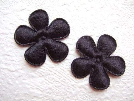 Effen satijnen bloem ~ 3,5 cm ~ Zwart - 1