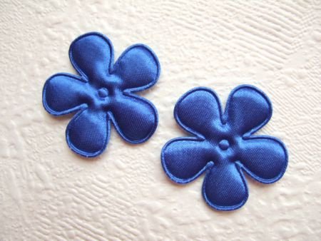 Effen satijnen bloem ~ 3,5 cm ~ Konings blauw - 1