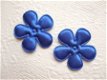 Effen satijnen bloem ~ 3,5 cm ~ Konings blauw - 1 - Thumbnail