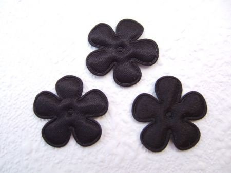 Effen satijnen bloemetje ~ 2,5 cm ~ Zwart - 1