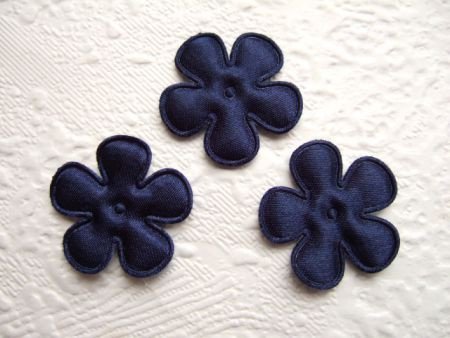 Effen satijnen bloemetje ~ 2,5 cm ~ Marine blauw - 1