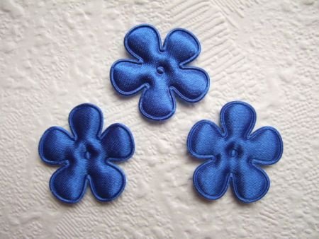 Effen satijnen bloemetje ~ 2,5 cm ~ Konings blauw - 1
