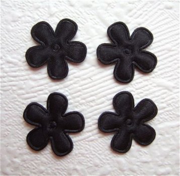 Effen satijnen bloemetje ~ 2 cm ~ Zwart - 1