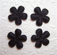Effen satijnen bloemetje ~ 2 cm ~ Zwart