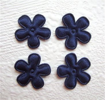 Effen satijnen bloemetje ~ 2 cm ~ Marine blauw - 1