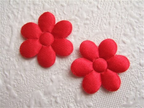 Satijnen effen bloemetje ~ 3 cm ~ Rood - 1