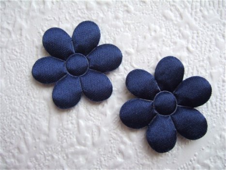 Satijnen effen bloemetje ~ 3 cm ~ Marine blauw - 1