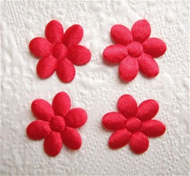 Satijnen effen bloemetje ~ 2 cm ~ Rood - 1
