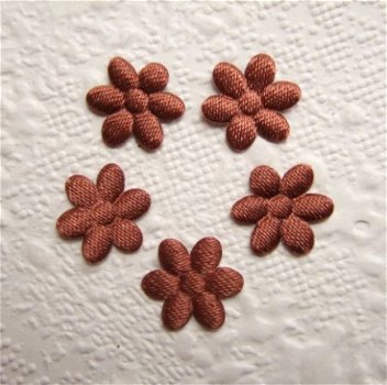 Satijnen effen mini bloemetje ~ 1 cm ~ Bruin - 1