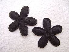 Effen satijnen bloem met smal blad ~ 3,5 cm ~ Zwart