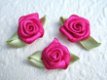Mooi groot satijnen roosje ~ 15 mm ~ Fuchsia roze - 1 - Thumbnail