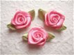 Mooi groot satijnen roosje ~ 15 mm ~ Brocant roze - 1 - Thumbnail
