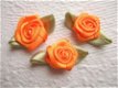 Mooi groot satijnen roosje ~ 15 mm ~ Oranje - 1 - Thumbnail