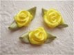 Mooi groot satijnen roosje ~ 15 mm ~ Citroen geel - 1 - Thumbnail