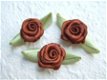 Mooi groot satijnen roosje ~ 15 mm ~ Bruin - 2 - Thumbnail