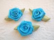 Mooi groot satijnen roosje ~ 15 mm ~ Aqua blauw - 1 - Thumbnail