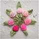 Mooi satijnen roosje met blad ~ 10 mm ~ Roze - 2 - Thumbnail