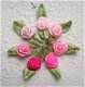 Mooi satijnen roosje met blad ~ 10 mm ~ Licht roze - 2 - Thumbnail