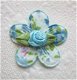 Mooi satijnen roosje met blad ~ 10 mm ~ Donker aqua blauw - 2 - Thumbnail